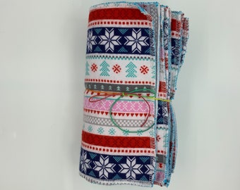 Lunchbox-Servietten für Kinder, 10er-Set mit Fair-Isle-Print