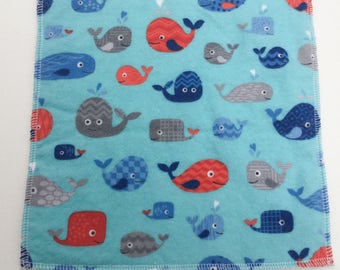 Small Napkins, Set of 10 Whale Print