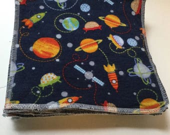 Kid's Lunchbox Napkins / Small Napkin / Cloth Wipes / Lunchbox Napkin / Reusable Napkin / Family Cloth, Set of 10 Space Print