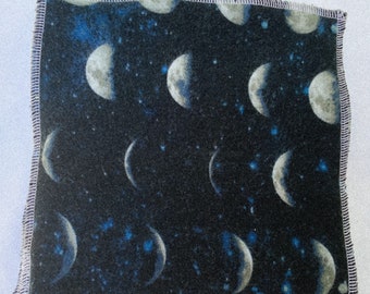 Napkins / Small Napkin / Cloth Wipes / Lunchbox Napkin / Reusable Napkin / Family Cloth, Set of 10 Moon Cycle Print