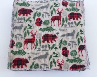 Small Napkin / Cloth Wipes / Lunchbox Napkin / Tea Napkin / Family Cloth, Set of 10 Deer Print