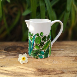 Green porcelain water pitcher, 70 cl ceramic pitcher, small artisanal water pitcher, natural pitcher image 6