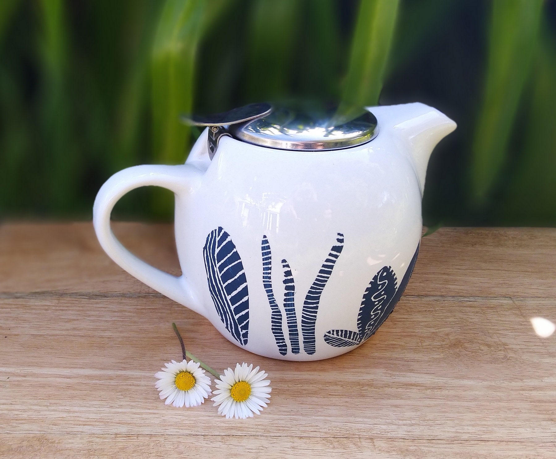 Blue Porcelain Teapot With Filter 50 Cl Blue Teapot Natural Etsy UK