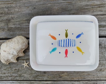 Ceramic fish butter dish, 250 gr butter dish. artisanal, marine butter dish