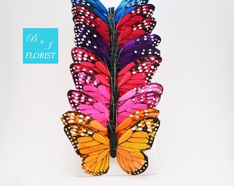 5" Artificial Butterflies - Blue, Red, Purple, Pink, & Orange - Floral Arrangement Supply