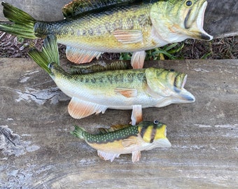 8 " or 14",or 18" Artificial Bass Fish Figure - Fisherman Lake House Home Decor