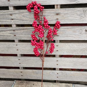 24&quot; Red Berry Stem- Christmas Holiday Decorations - Home Decor