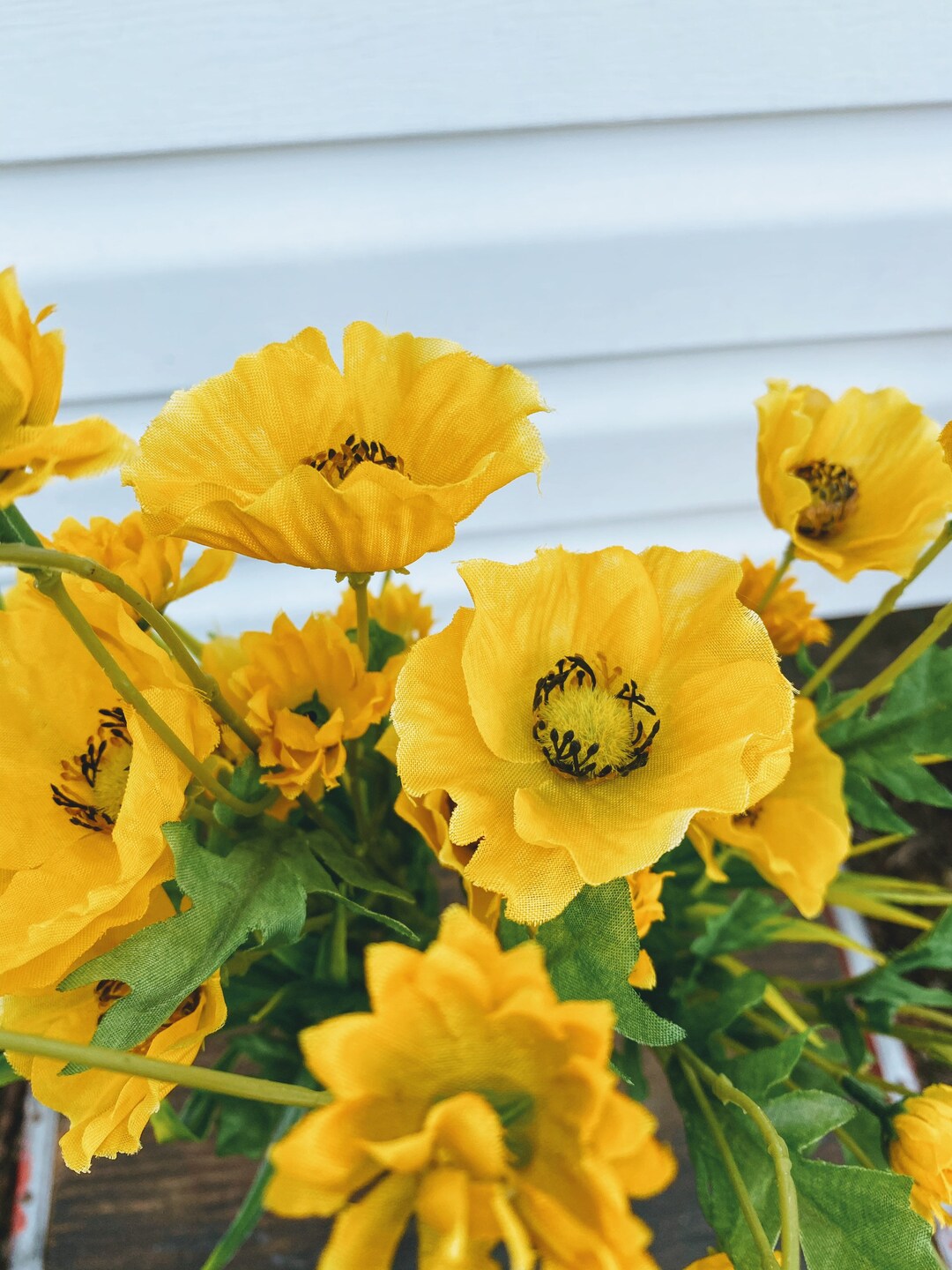 Poppy Bush Artificial Poppy Bush Silk Poppy Bush Etsy