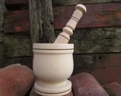 Vintage Handmade Wooden Mortar and Pestle, Shabby New Mortar for Grinding Spices, Seeds, Garlic, Rustic Wooden Mortar, Gift Idea