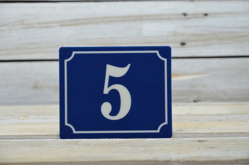 Street Sign Number 5 Vintage French Blue House Number Door Number 5 Self-adhesive Number Plate 5 Self-adhesive Foil with Number
