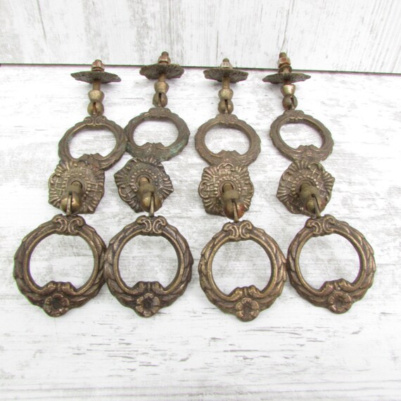 Vintage Set Brass Handles Old Brass Handles For Furniture Etsy