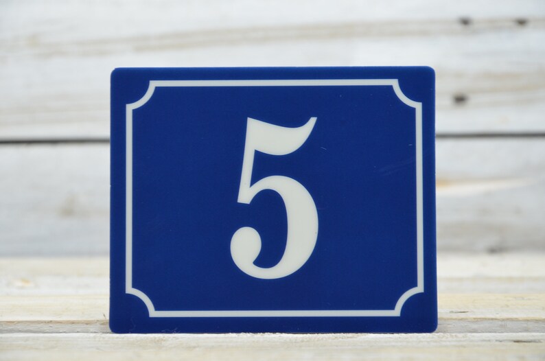 Street Sign Number 5 Vintage French Blue House Number Door Number 5 Self-adhesive Number Plate 5 Self-adhesive Foil with Number