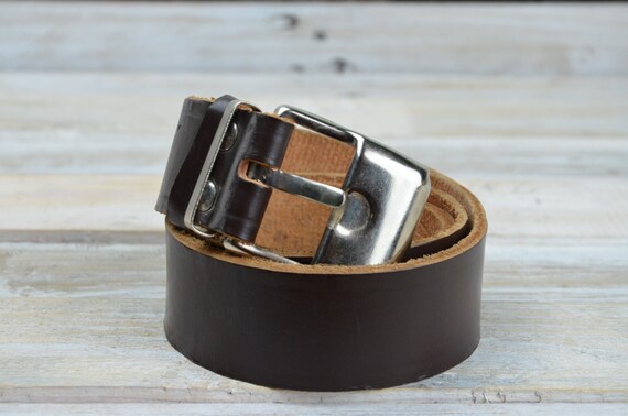 Leather belt - Brown leather belt - Brown Belt - V