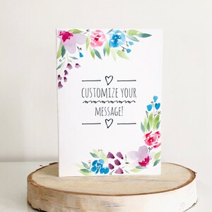 Handmade Watercolour Card, Flower Birthday Card, Anniversary Card, Bridal Shower Card, Wedding Cards, Just Because, Miss You Card