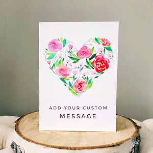 Cartes personnalisées faites à la main, Carte de vœux rose aquarelle, Carte anniversaire, Carte de fête des mères, Carte de joyeux anniversaire, Art rose, Œuvres minimalistes