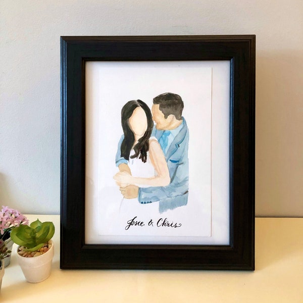 HAND PAINTED Watercolour Portrait, Personalized Watercolor Illustrated Family Portrait, Couple Portrait, Faceless Watercolor Custom Painting