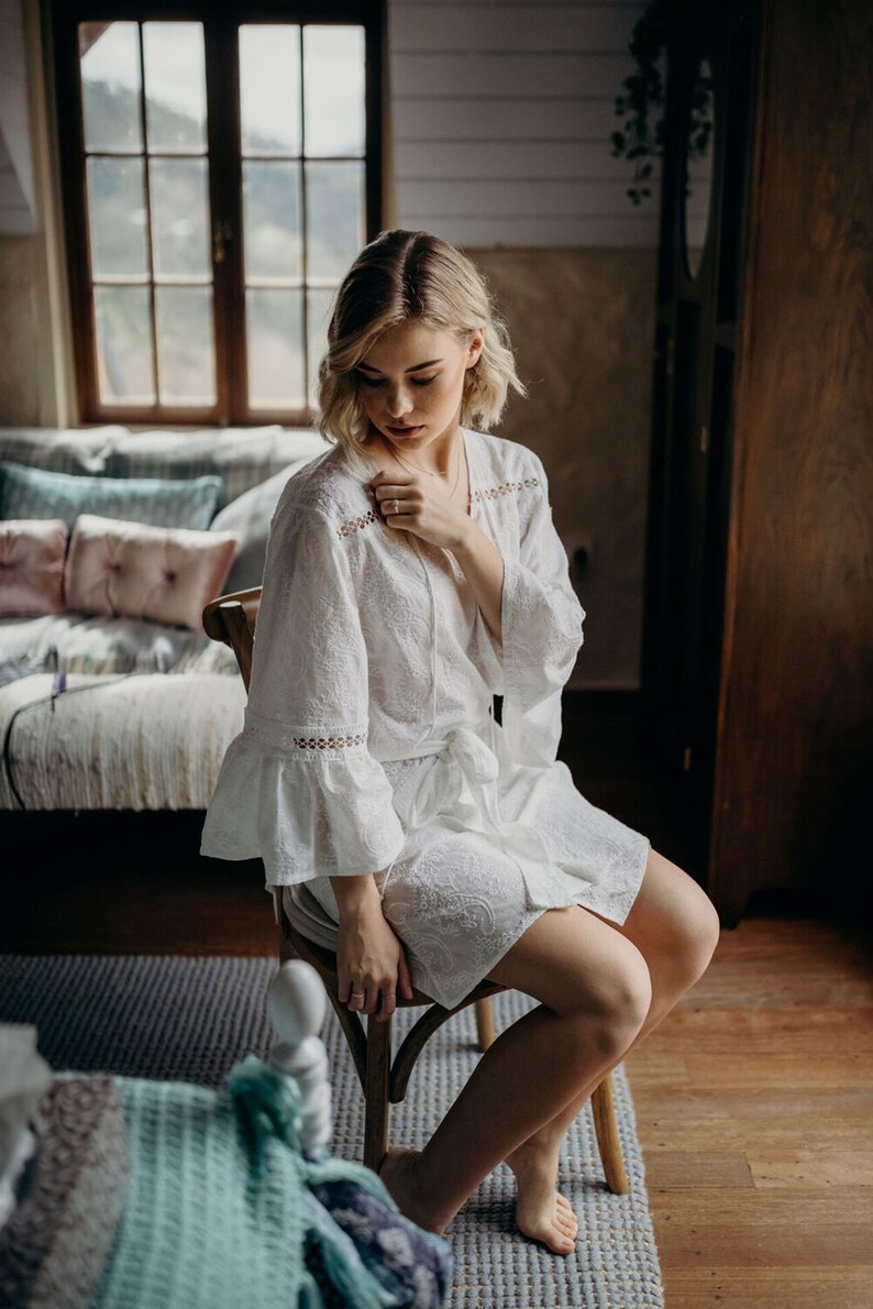 Florence Embroidered Robe Maternity Robe Bridal Dressing Gown Wedding Morning Bohemian Wedding Maternity Shoot Wedding Robe
