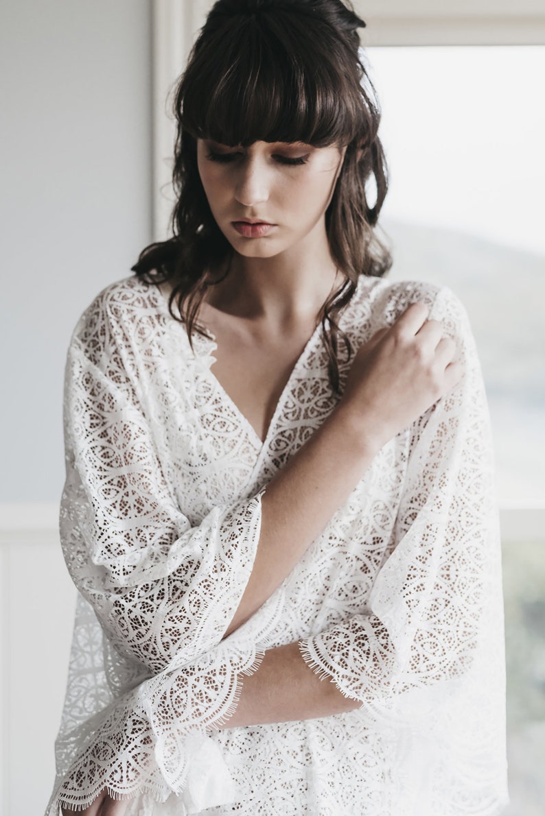 Bridal Shower Dress Lola Wrap Dress SHORT Boho Dress Elopement Dress Lace Wrap Dress Boho Wedding Wedding Dress