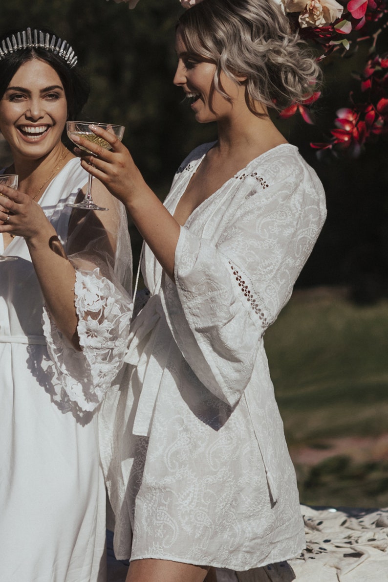 Florence Embroidered Robe Maternity Robe Bridal Dressing Gown Wedding Morning Bohemian Wedding Maternity Shoot Wedding Robe