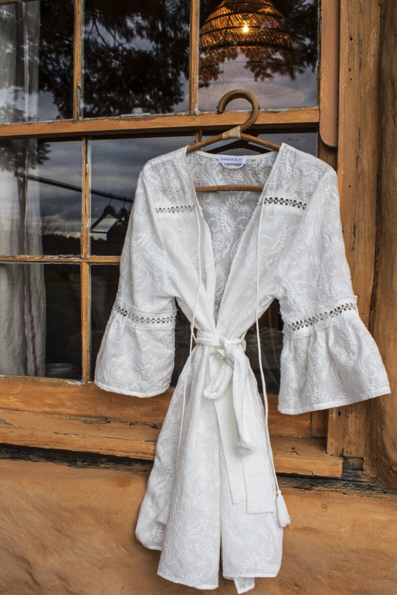 Florence Embroidered Robe Maternity Robe Bridal Dressing Gown Wedding Morning Bohemian Wedding Maternity Shoot Wedding Robe