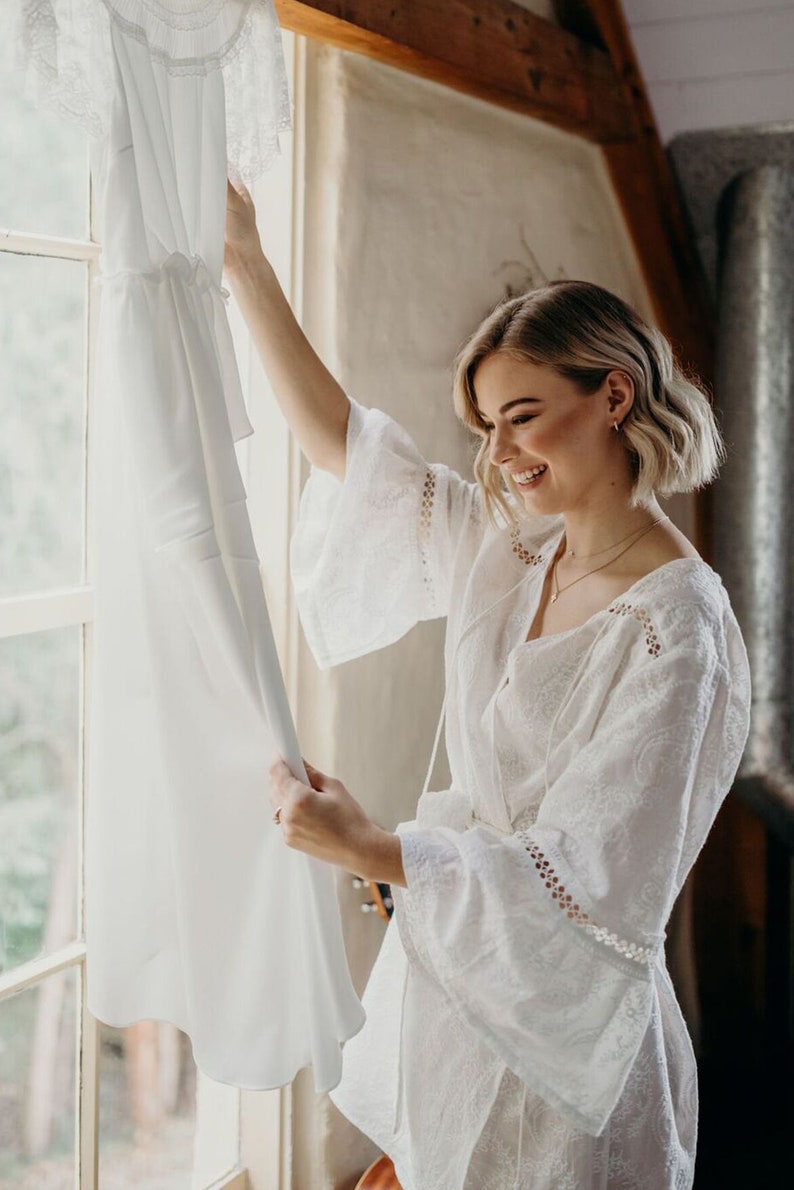 Florence Embroidered Robe Maternity Robe Bridal Dressing Gown Wedding Morning Bohemian Wedding Maternity Shoot Wedding Robe