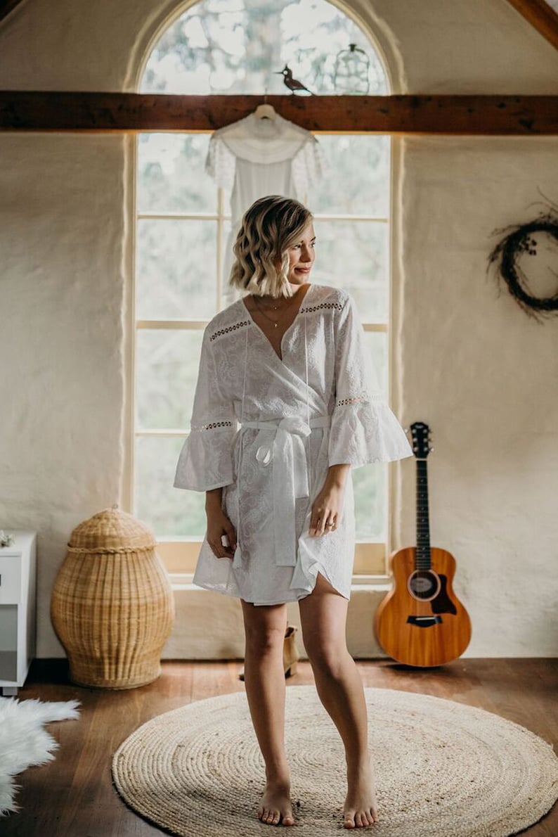 Florence Embroidered Robe Maternity Robe Bridal Dressing Gown Wedding Morning Bohemian Wedding Maternity Shoot Wedding Robe