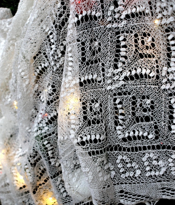 Hand Knitted Lace Shawl | Flowers and Hearts | Ready-Made