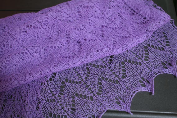 Hand-knitted lace shawl | Lilac Waves | soft and warm lace wrap, Bridal or Bridesmaid Fashion, ready to ship