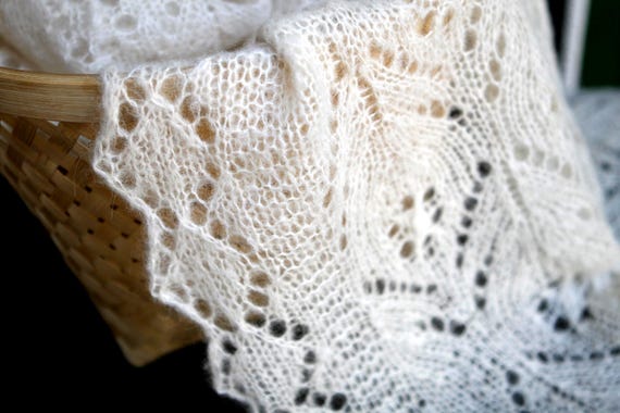 Hand Knitted Alpaca Silk Lace Shawl | FLOWER of LOVE | Soft Lace Wrap, Ready-Made