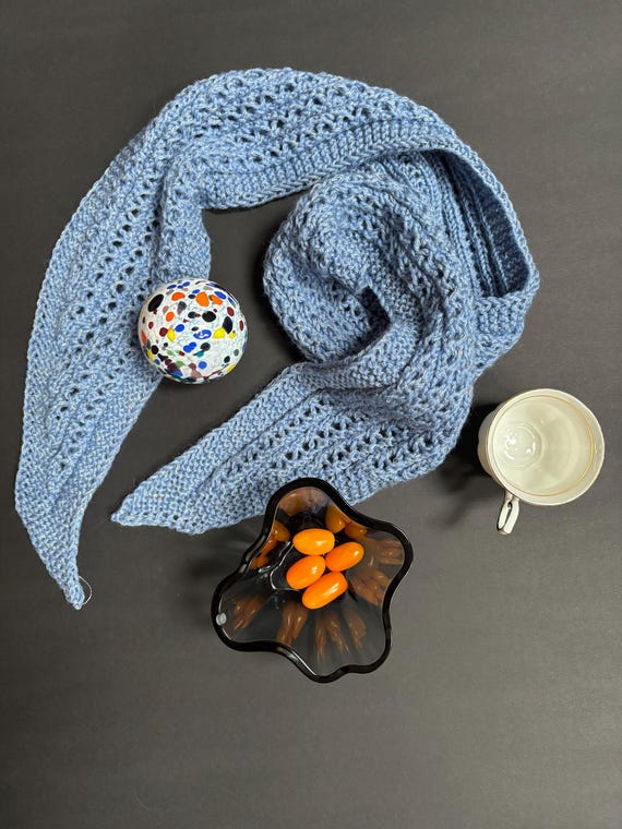 Knitting PATTERN Miniscarf | Sparkling Blue | Easy Knitting, Charts, PDF