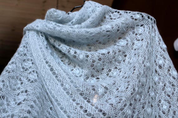 Hand knitted mohair silk lace shawl | LOTS of PAWS | Soft and warm Lace Wrap, Bridal or Bridesmaid Fashion, ready to ship