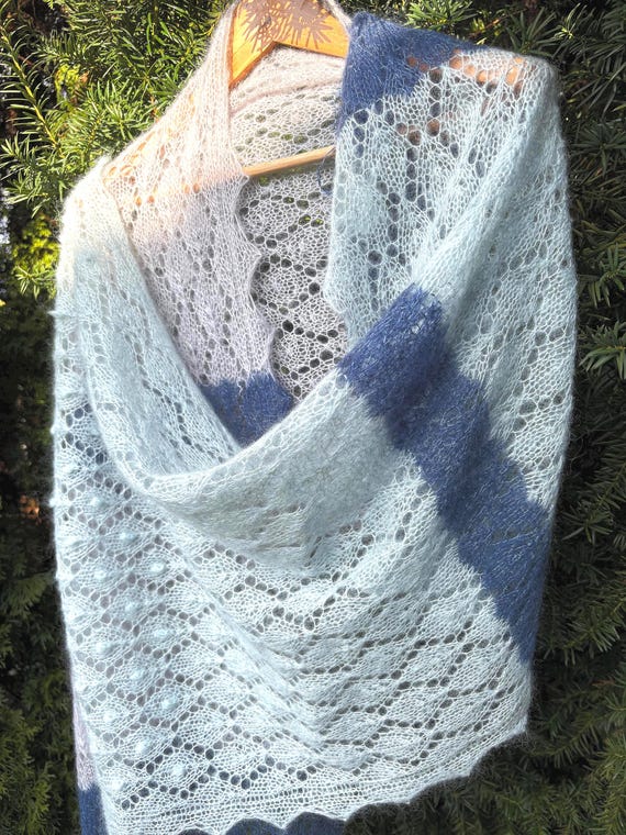 Knitting PATTERN | Frozen Spring | mohair lace shawl knit pattern, booklet with tutorials, simple charts. Very easy to knit PDF