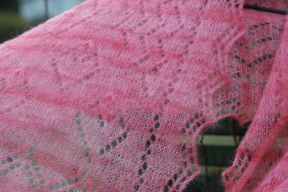 Hand knitted mohair mulberry silk lace scarf | PINK DREAM | soft and warm Lace Wrap, Bridal or Bridesmaid Fashion, ready to ship