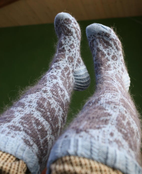 Hand knitted classy merino/mohair | Elegant Night Stockings | a simple high-quality pair of socks, ready to ship