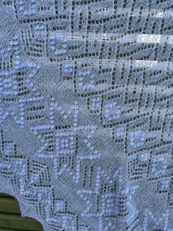 Lace Shawl | Lucky Star | Light Blue Silk Mohair Lace Wrap, Ready-made