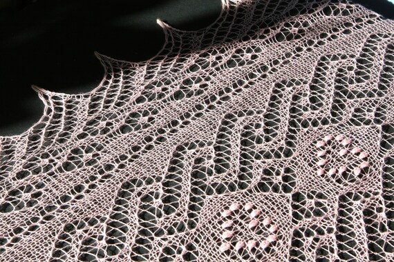 Lace Shawl Knitting PATTERN | Spirals and Hearts | Lace Wrap, Simple Charts, Beginner Friendly (PDF)