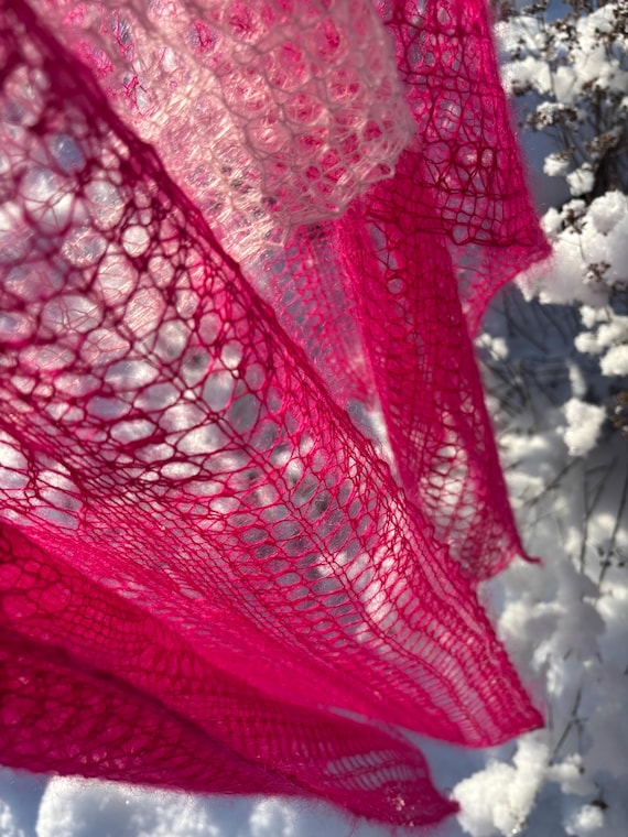 Lace Scarf | Berry Juice | An Elegant Mohair Silk Lace Wrap, Ready-Made
