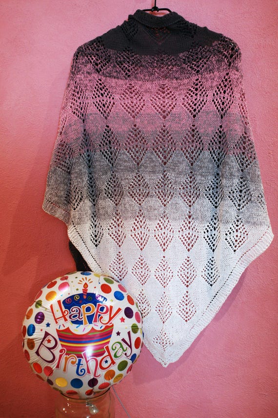 Hand knitted bright cotton shawl | Shetland Dreams | soft beautiful wrap for casual or festive use, ready to ship
