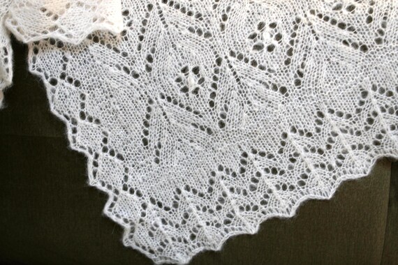 Hand knitted brushed alpaca silk lace shawl | FLOWER of LOVE | Soft and warm Lace Wrap