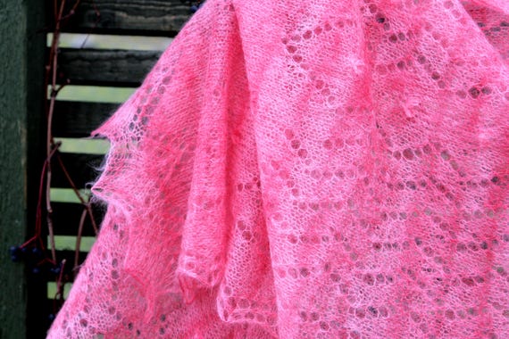 Lace Shawl Knitting PATTERN | Pink Dream | Mohair Silk Wrap, Tutorials, Simple Charts (PDF)