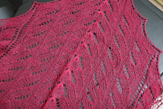 Hand Knitted Lace Shawl | Braids and Leaves | Ready-Made