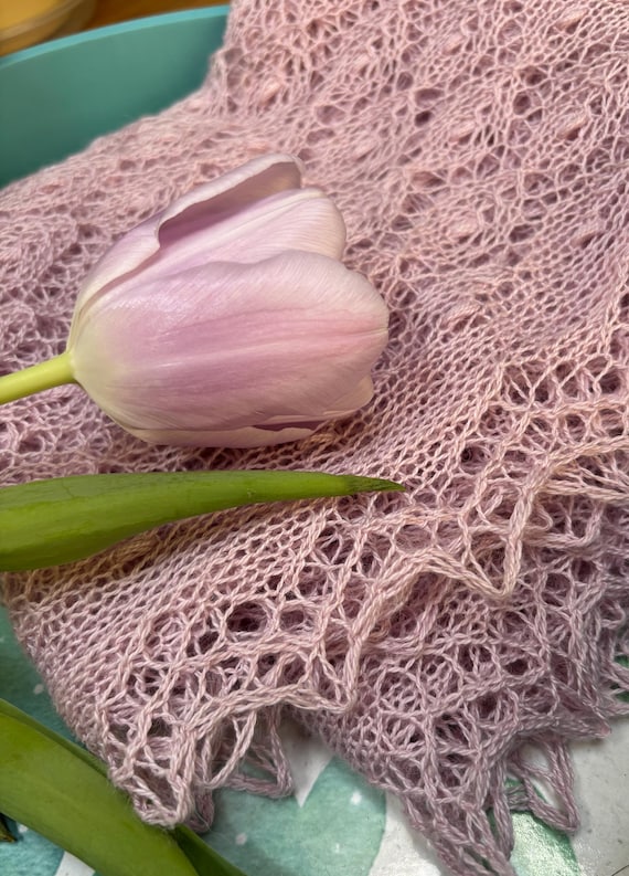 Knitting PATTERN for lace scarf | Dream of Spring | beginner friendly tutorial, simple charts. Easy to knit, PDF