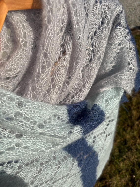 Mohair Lace Shawl Knitting PATTERN | Frozen Spring | Beginner Friendly Stole (PDF)