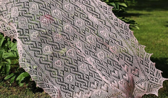 Knitting PATTERN for lace shawl | Spirals and Hearts | booklet for amazing lace wrap contains tutorials, simple charts, downloadable PDF