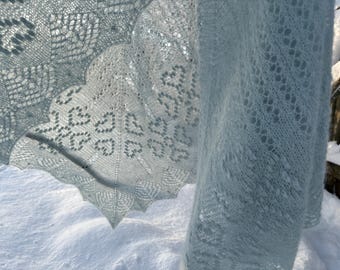 Lace Shawl Knitting PATTERN | Peppermint Mist | Triangular Shawl, Tutorials, Charts, Instructions (PDF)