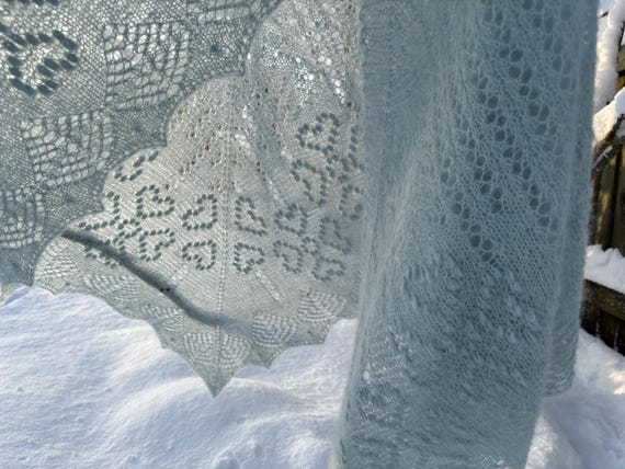 Knitting PATTERN, lace shawl | Peppermint Mist | amazing lace shawl, tutorials, simple charts, instructions. Easy to knit PDF