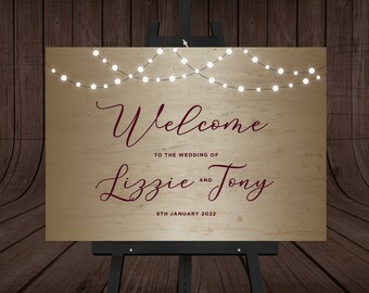 Wooden Barn Style Wedding Welcome Sign