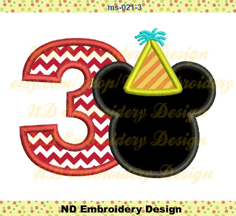 Mickey Mouse Birthday Applique Design Set Number 1