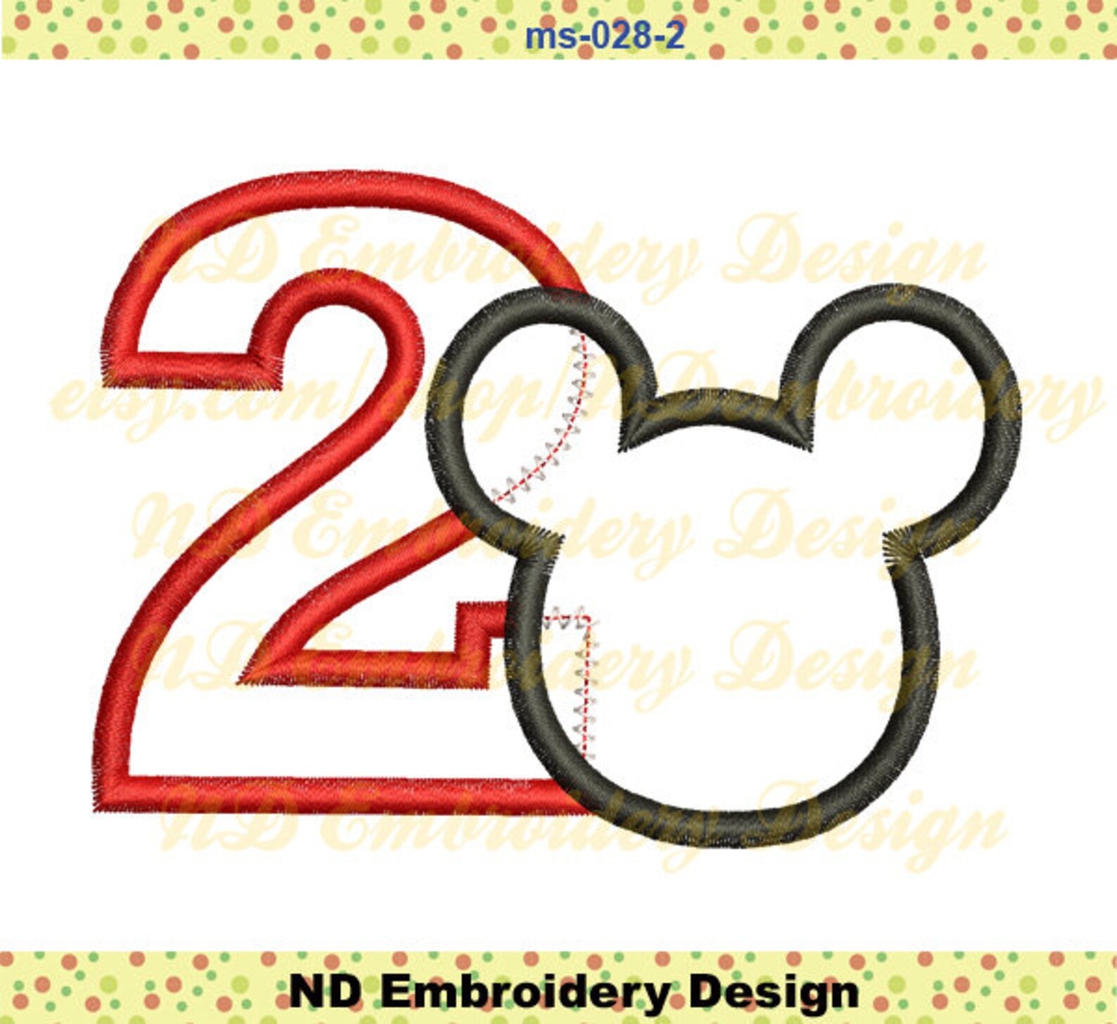 Mickey Mouse Silhouette 2nd Birthday Embroidery Applique | Etsy
