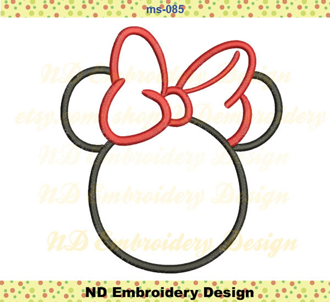 Minnie Mouse Bow Tie Applique Minnie Head Silhouette Etsy